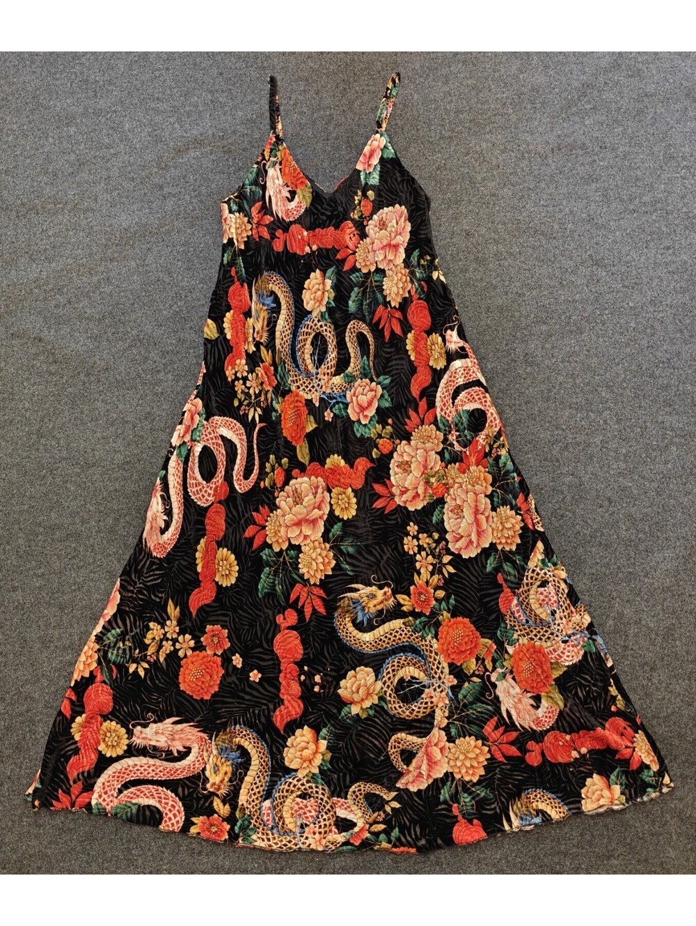 Johnny Was Women's Kanako Levi Burnout Black Velvet Maxi Slip Dress NWOT Sz L